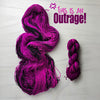 This is an outrage! - Hand dyed variegated yarn, Fingering Weight, inspired by Dungeon Crawler Carl book series - dark pink plum magenta hints of black