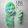 Hiiii Zev! - Hand dyed variegated yarn, Fingering Weight, inspired by Dungeon Crawler Carl book series - light aqua green and pink
