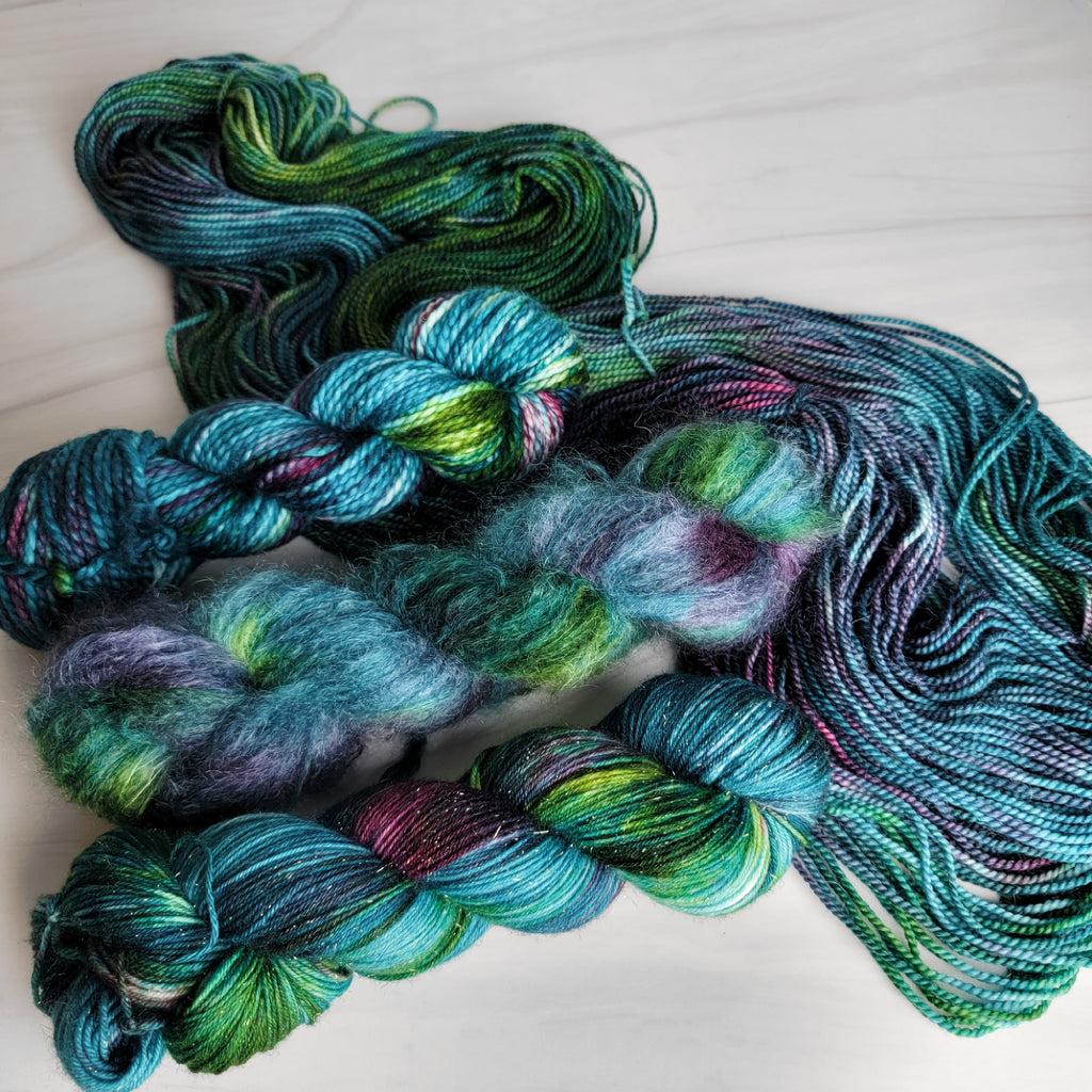 Hand Dyed Yarn If a Teal Falls in the Forest Blue Navy Teal