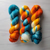 Cruel Summer - Hand dyed Variegated yarn -  Fingering to bulky-  teal white orange Taylor Swift inspired