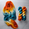 Cruel Summer - Hand dyed Variegated yarn -  Fingering to bulky-  teal white orange Taylor Swift inspired