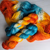 Cruel Summer - Hand dyed Variegated yarn -  Fingering to bulky-  teal white orange Taylor Swift inspired