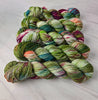Secret Gardens In My Mind - Hand dyed yarn - Taylor Swift inspired - green moss forest teal peach maroon