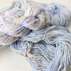 Periwinkle Fungi - Hand dyed yarn - pastel periwinkle with brown rainbow speckles