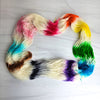 Have a Gay Day - LGBTQIA plus brown back trans flag - Hand dyed variegated yarn - white with roygbiv rainbow stripes  gay pride LGBTQ