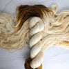 Nut Coffee - Hand dyed assigned color pooling yarn - SW Merino Fingering Weight warm brown pop with cream base and brown speckles