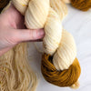 Nut Coffee - Hand dyed assigned color pooling yarn - SW Merino Fingering Weight warm brown pop with cream base and brown speckles