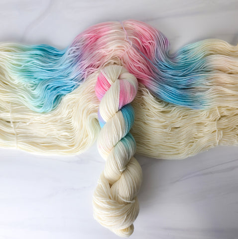 Transgender You Are Not A Burden AP Style - assigned pooling variegated yarn -white yarn with a pop of pink blue  - LGBTQIA gay pride