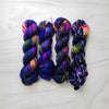 All of Me Changed Like Midnight - Hand dyed yarn,  dark midnight blue with fuchsia pink and neon yellow -  Taylor Swift inspired yarn