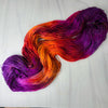 It Hurts to Become - Hand dyed yarn, orange fuchsia magenta purple white speckled - Andrea Gibson Poetry inspired