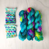 Searching for That Feeling - Hand dyed Variegated yarn -  Fingering to bulky-  turquoise teal bright aqua with pops of rainbow yellow pink blue twenty one pilots lyrics inspired 21 pilots