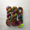 Fungus Alchemy - Hand dyed yarn, Fingering Weight, Halloween yarn - wine plum teal acid green storm grey