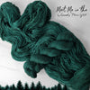Meet Me in the Woods Tonight - Hand dyed tonal yarn - Merino Fingering lace dk worsted dark forest green teal Lord Huron inspired with red green speckles