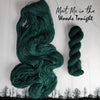 Meet Me in the Woods Tonight - Hand dyed tonal yarn - Merino Fingering lace dk worsted dark forest green teal Lord Huron inspired with red green speckles