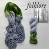 Folklore - Hand dyed sock yarn - grey and moss green speckled assigned color pooling yarn Taylor Swift inspired