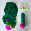 Sour Watermelon Candy- Hand dyed assigned pooling yarn - vibrant green with a pop of sour apple lime and fuchsia magenta hot pink