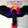 Meet Me at Midnight - Hand dyed yarn -SW Merino Fingering Weight black with a pop of pink and yellow Taylor Swift inspired