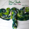 Other People Feel This Too - Hand dyed yarn, bright avocado lime green with teal and purple pink speckles - Andrea Gibson Poetry inspired