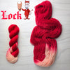 Lock - Hand dyed yarn, assigned pooling - Nightmare Before Christmas inspired collection - red with peach pop of color devil