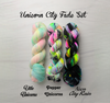 Unicorn City yarn set - three full sized 100g skeins of Hand dyed yarn -white neon rainbow black - dyed to order