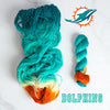 Miami Dolphins - Hand dyed assigned pooling yarn - Fingering to bulky- aqua turquoise orange white team colors Florida