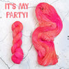 It's my Party - Hand dyed variegated yarn - Merino Fingering to worsted vibrant neon pink and coral blacklight glow