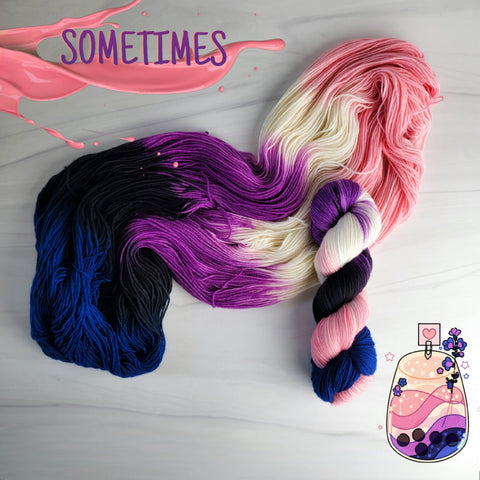 Sometimes - gender fluid flag - Hand dyed variegated yarn - dark blue black white purple pink -  gay pride LGBTQ