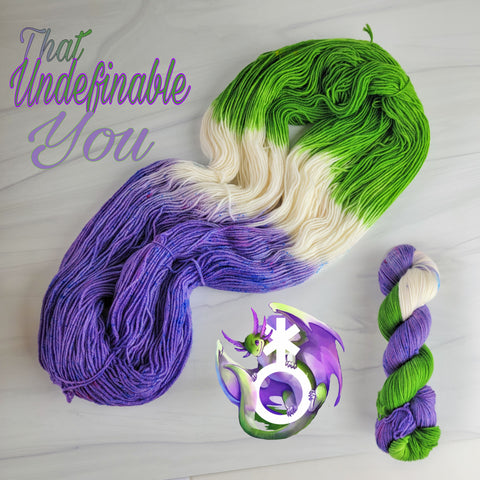 That Undefinable You - gender queer flag - Hand dyed variegated yarn - lilac purple white green -  gay pride LGBTQ