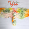 A Bouquet of Yes - Hand dyed yarn,  white peach coral orange yellow green, moss green and purple berry speckles - Andrea Gibson Poetry inspired
