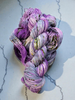 Give Me Something Beautiful - Hand dyed yarn, grey white violet grape purple with dark moss green and purple speckles inspired by bad omens Miracle lyrics