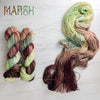 Marsh - Hand dyed variegated palindrome yarn - brown cream green neutral earthy colors with speckles