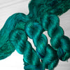 Cultivated Silk Perfect Teal colorway - Ready to ship yarn - wool free yarn made from 100% grade A mulberry silk fingering sock weight- 100g each 437 yards each teal blue green tonal