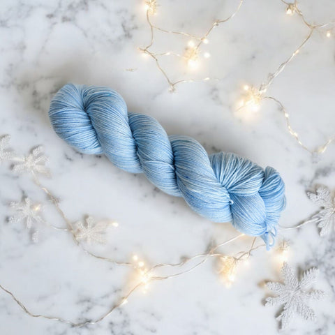 Baby Blue - Hand dyed tonal semi solid yarn - Merino Fingering to worsted pastel light ice blue pastel color