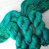 Cultivated Silk Perfect Teal colorway - Ready to ship yarn - wool free yarn made from 100% grade A mulberry silk fingering sock weight- 100g each 437 yards each teal blue green tonal