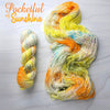 Pocketful Of Sunshine - Hand dyed yarn, white orange yellow with green and blue and purple speckles