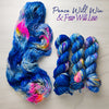 Peace will win and fear will lose - Hand dyed Variegated yarn - twenty one pilots inspired - Fingering to bulky- sapphire cobalt blue with rainbow splashes 21 pilots