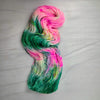 Pink Cloud - Hand dyed Variegated yarn -  Fingering to bulky - pink green teal spring flower colors caladium plant inspired