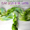 Plant Seeds in the Cracks - Hand dyed yarn, bright green soft teal white avocado lime with teal and purple pink speckles - Andrea Gibson Poetry inspired