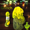 Grinch - Hand dyed christmas yarn, Green Chartreuse black spots