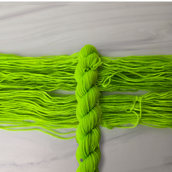 Neon Green - Tonal SOLID - Hand dyed yarn - glows under blacklight UV reactive - choose your base fingering sport DK worsted Aran bulky dyed to order florescent radioactive lime