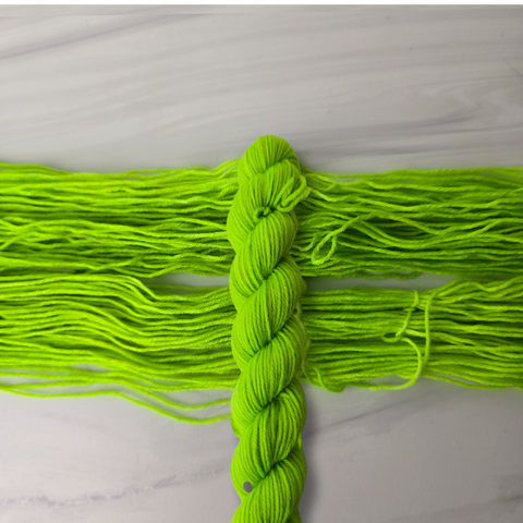 Neon Green - Tonal SOLID - Hand dyed yarn - glows under blacklight UV reactive - choose your base fingering sport DK worsted Aran bulky dyed to order florescent radioactive lime