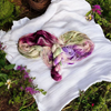I'm not looking for roses - Hand dyed yarn,  white green brown purple speckled, peach pink moss berry mauve - Andrea Gibson Poetry inspired