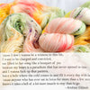 A Bouquet of Yes - Hand dyed yarn,  white peach coral orange yellow green, moss green and purple berry speckles - Andrea Gibson Poetry inspired