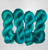 Cultivated Silk Perfect Teal colorway - Ready to ship yarn - wool free yarn made from 100% grade A mulberry silk fingering sock weight- 100g each 437 yards each teal blue green tonal