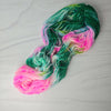 Pink Cloud - Hand dyed Variegated yarn -  Fingering to bulky - pink green teal spring flower colors caladium plant inspired