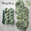 Frog Bog - Hand dyed yarn - dyed to order on fingering sock DK sport worsted Aran or bulky yarn - tonal of gentle mossy sage green with heavy speckles