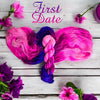 First Date -  Hand dyed variegated yarn -purple blue Violet fuchsia pink