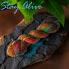Stay Alive - Hand dyed Variegated yarn -  transformation series - twenty one pilots inspired - Fingering to bulky-  brown caramel rust rainbow with pink blue yellow pops 21 pilots