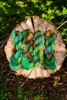 Light in the Forest -  Hand dyed variegated yarn - green purple blue lime toffee maroon