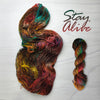 Stay Alive - Hand dyed Variegated yarn -  transformation series - twenty one pilots inspired - Fingering to bulky-  brown caramel rust rainbow with pink blue yellow pops 21 pilots